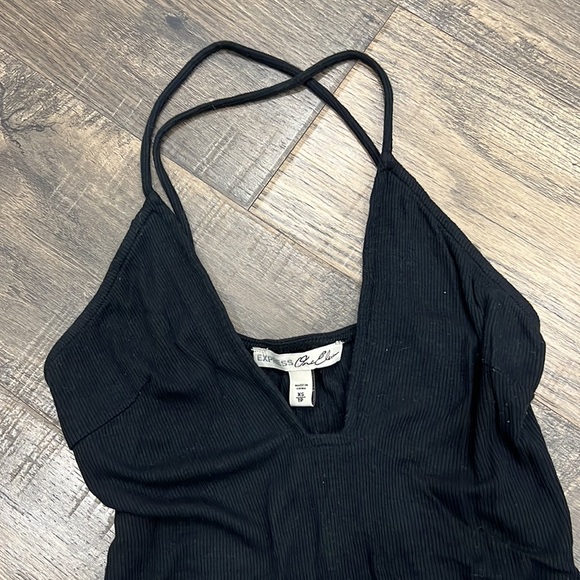 Express One Eleven Ribbed Black Tank Top - Picture 3 of 6